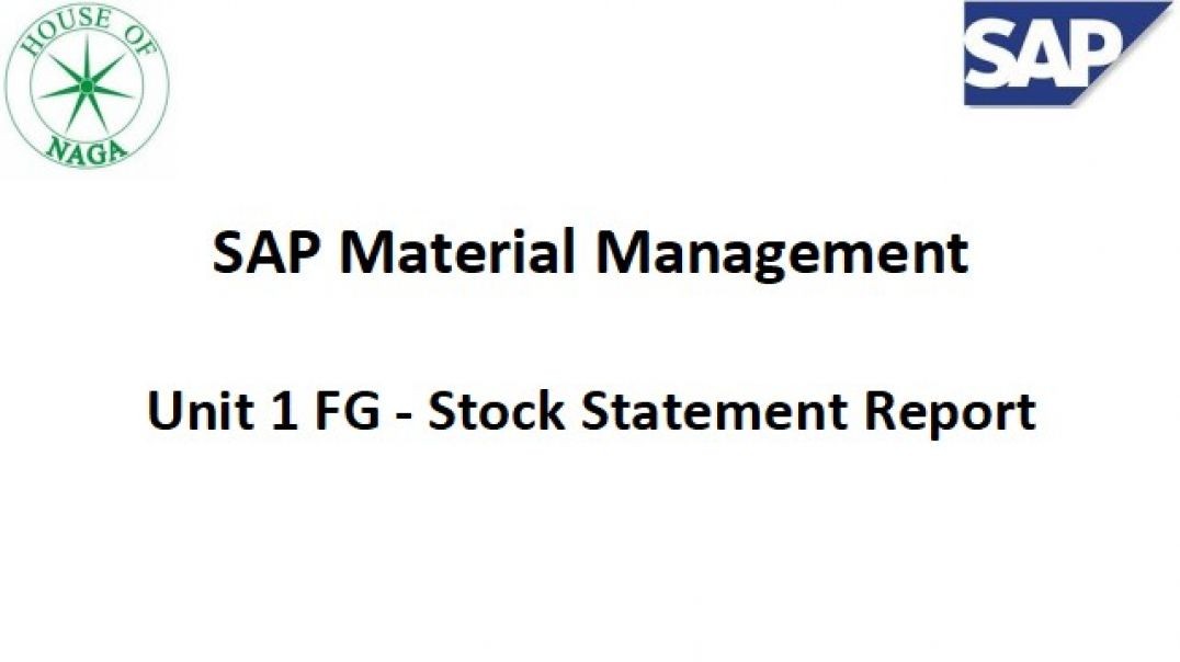 ⁣Unit -1 , FG Stock Statement Report.