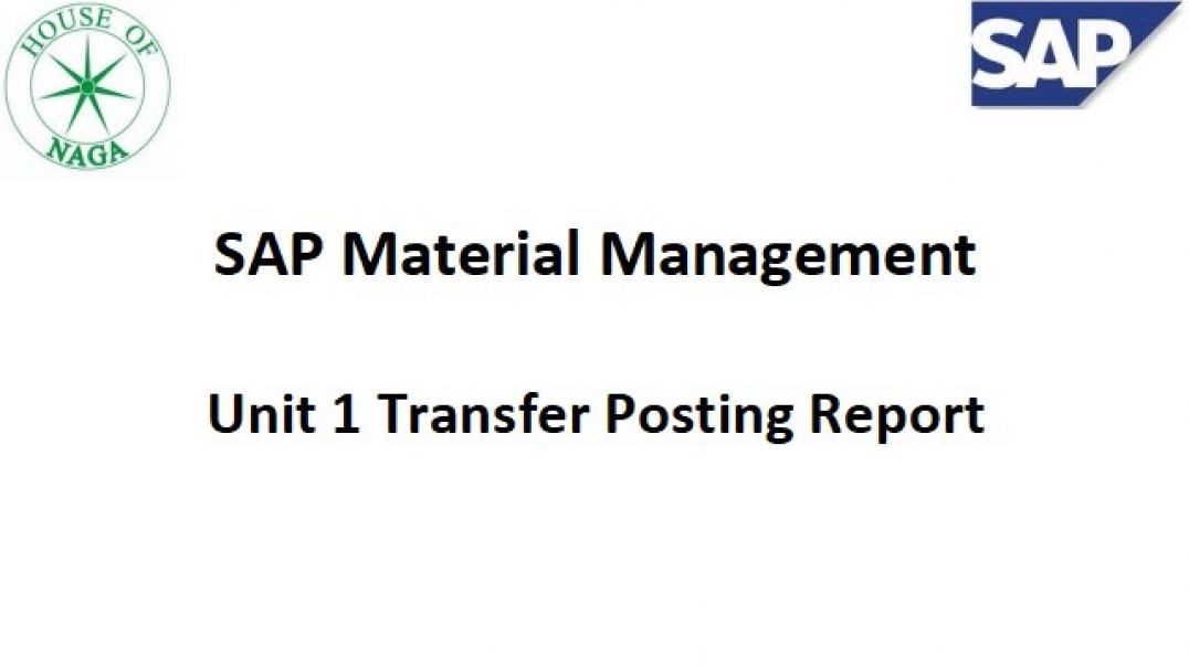 ⁣Unit -1, Transfer Posting Report.