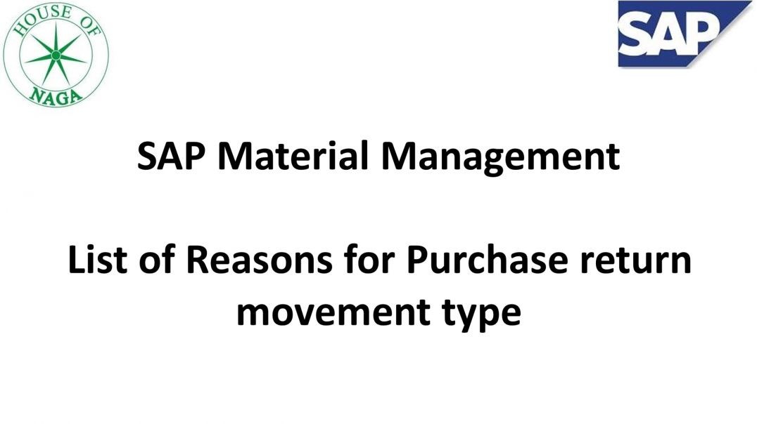 ⁣List of Reasons for Purchase return movement type